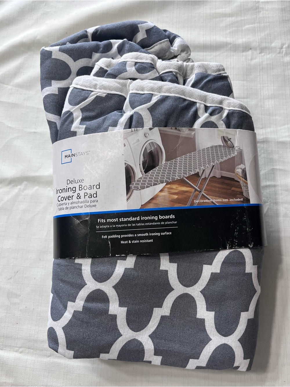 Mainstays Gray & White Geometric Ironing Board Cover & Pad